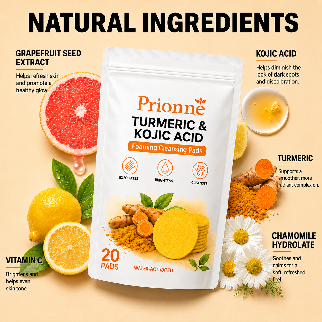 🔥Last Day 68% OFF-Prionne Turmeric Kojic Glow Pads