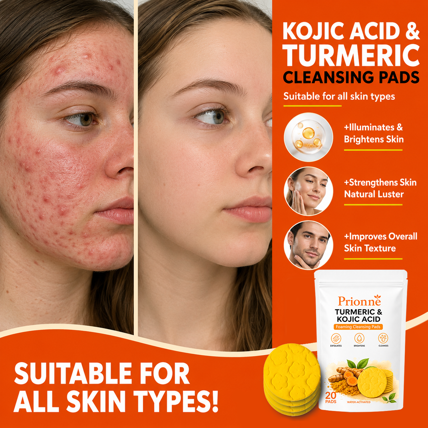 🔥Last Day 68% OFF-Prionne Turmeric Kojic Glow Pads