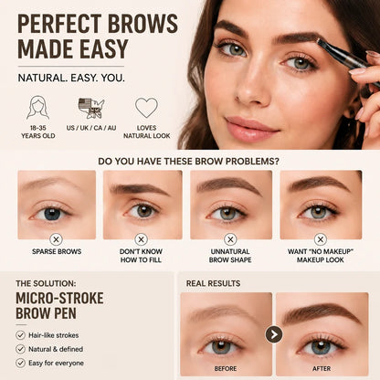 Buy 1 Get 1 Free🔥Waterproof Hair-Like Brow Pen – Smudge-Proof, Long-Lasting Natural Eyebrow Pencil