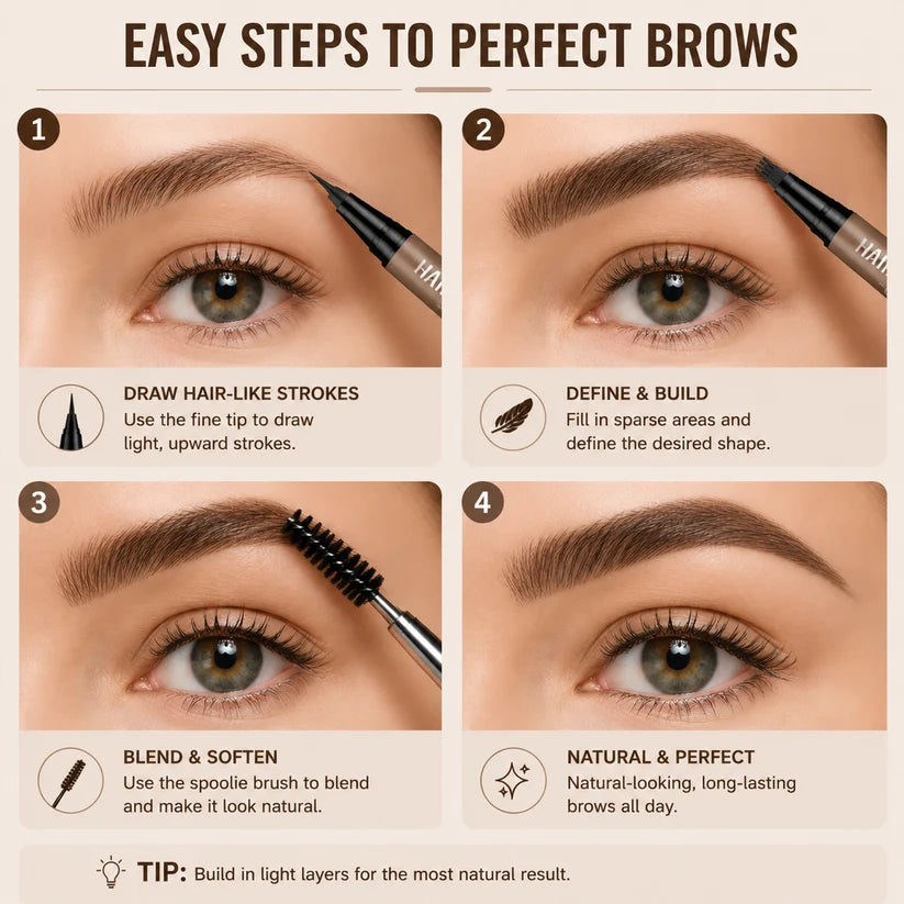Buy 1 Get 1 Free🔥Waterproof Hair-Like Brow Pen – Smudge-Proof, Long-Lasting Natural Eyebrow Pencil
