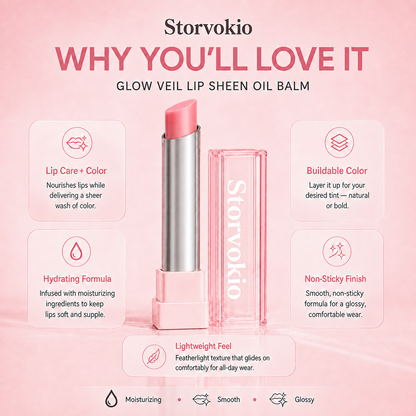 🔥LAST DAY BUY 1 GET 1 FREE🔥 Storvokio 2-in-1 GLOW VEIL LIP SHEEN OIL BALM👄