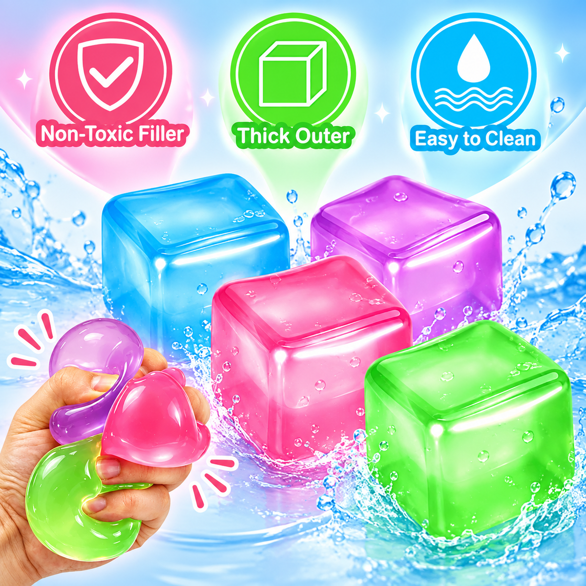 🔥🔥🔥 Stress Relief Jelly Squishy Cubes
