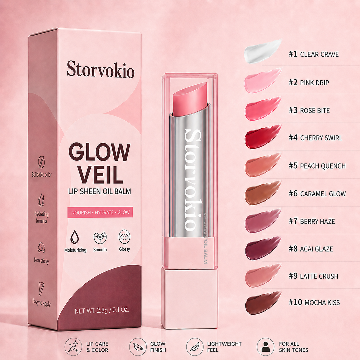 🔥LAST DAY BUY 1 GET 1 FREE🔥 Storvokio 2-in-1 GLOW VEIL LIP SHEEN OIL BALM👄