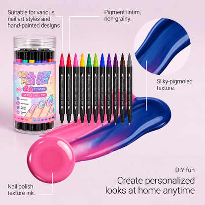 🌸💧Last Day Buy 2 Get 1 Free🌈24 Colors Dual Ended Nail Art Pens Set
